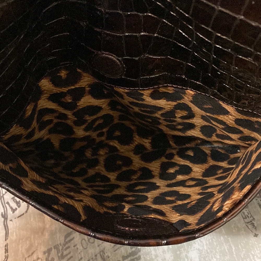 Brighton EUC Peyton Faux Crocodile Pebbled Leather Copper/Brown Bag with charm. - Picture 10 of 14